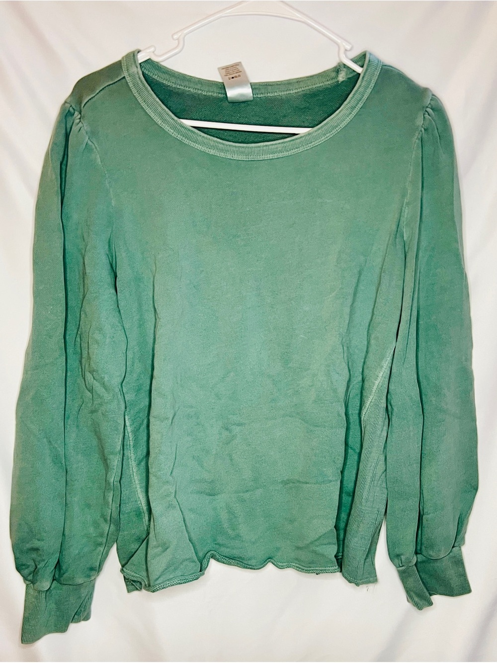 Member's Mark Fashion Sleeve Sweatshirt L Green Puff Slv Crewneck Pullover